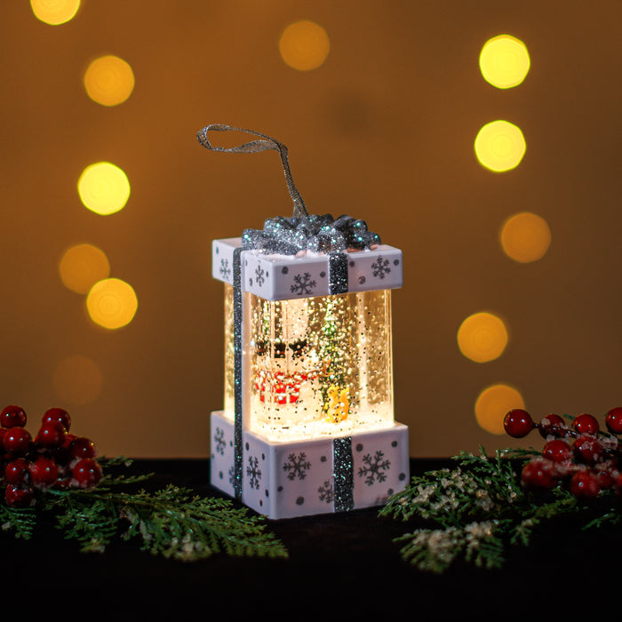 Snowing Mini Lantern w/ Snowman Gift Box