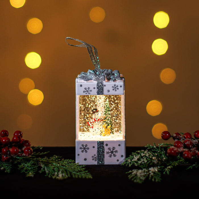 Snowing Mini Lantern w/ Snowman Gift Box