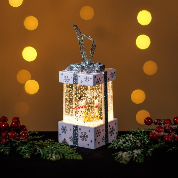 Snowing Mini Lantern w/ Snowman Gift Box