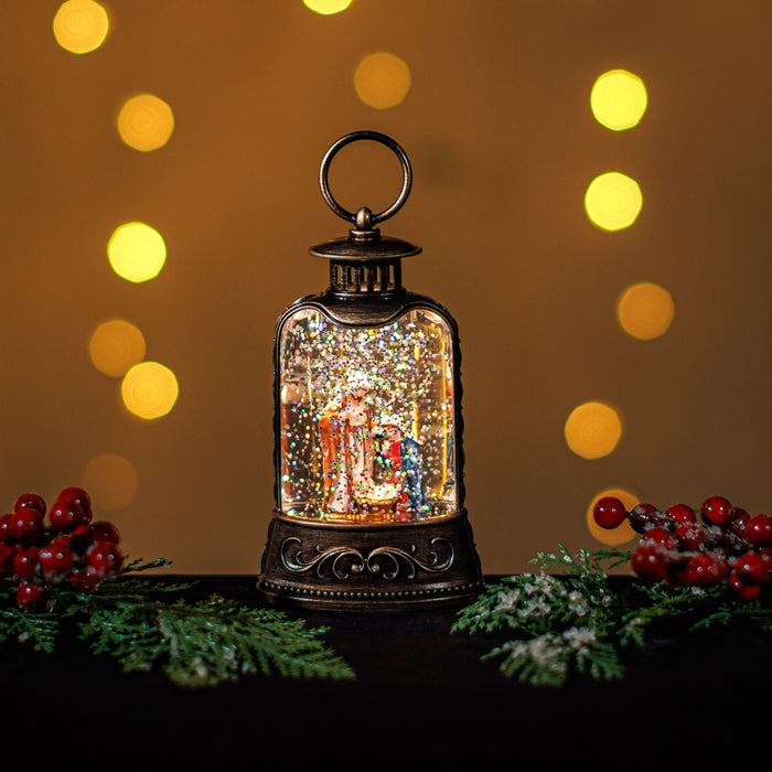 Snowing Mini Bristol Lantern w/ Nativity