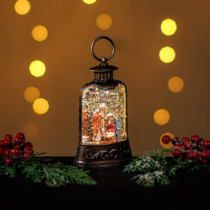 Snowing Mini Bristol Lantern w/ Nativity