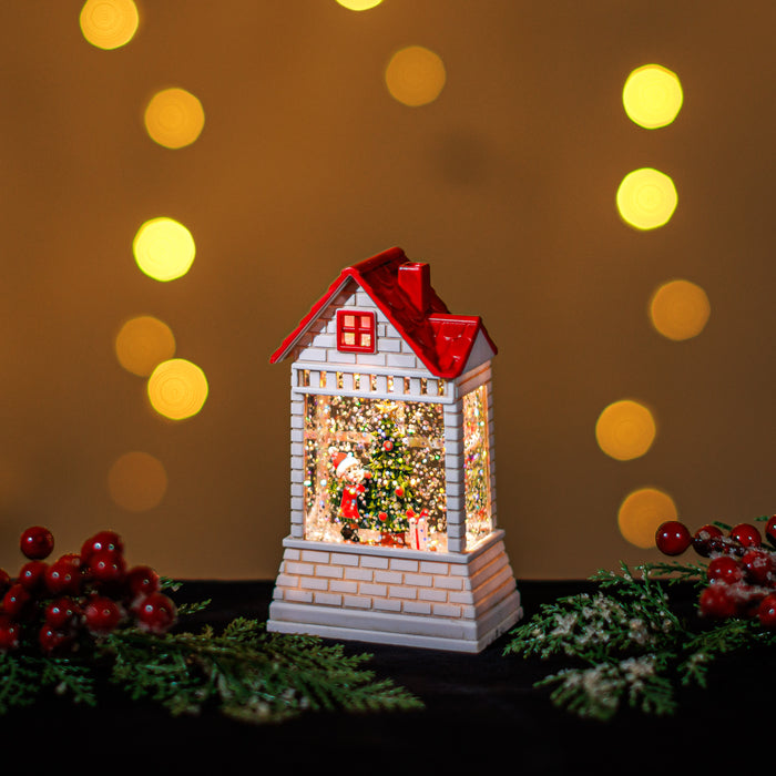 Snowing Mini House w/ Kids and Christmas Tree