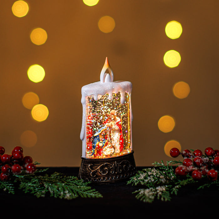 Snowing Mini Candle w/ Nativity
