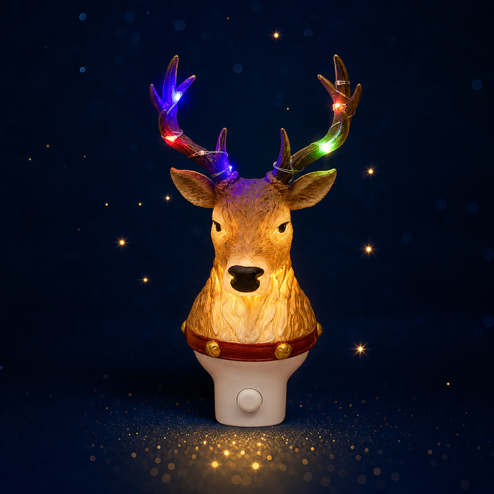 Twinkle Tide plug-in reindeer night light illuminated for Christmas