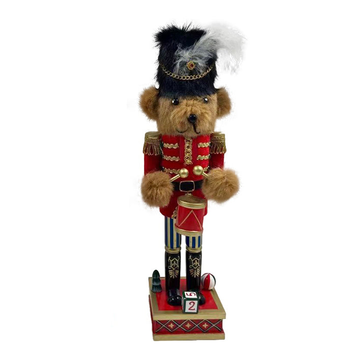 Wooden Teddy Nutcracker - with Drums 38cm