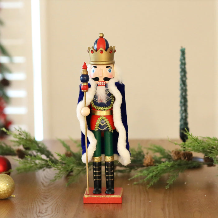 Wooden Nutcracker King - Blue Cape 38cm