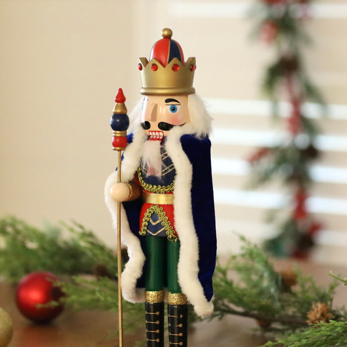 Wooden Nutcracker King - Blue Cape 38cm