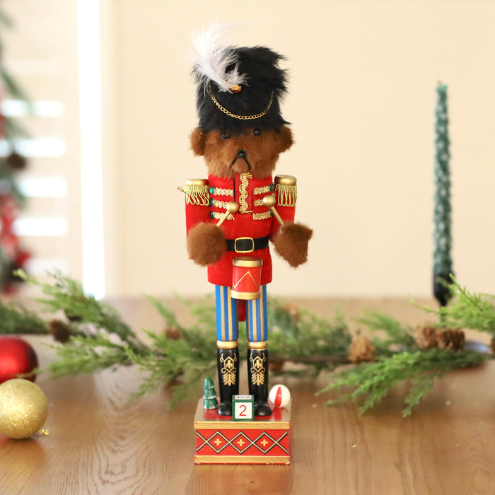 Wooden Teddy Nutcracker - with Drums 38cm