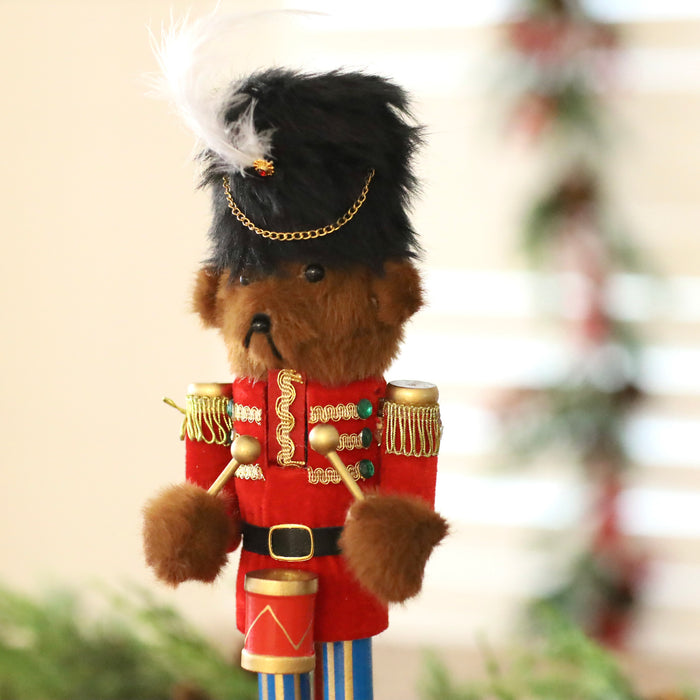 Wooden Teddy Nutcracker - with Drums 38cm