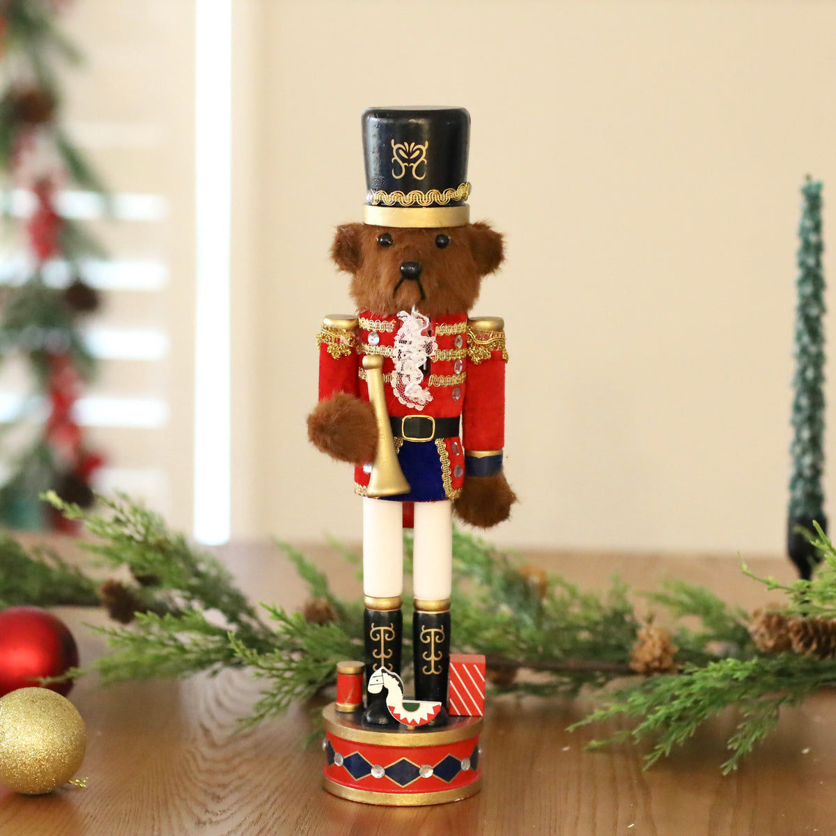 Wooden Teddy Nutcracker with Trumpet 38cm — Xmas & Co.