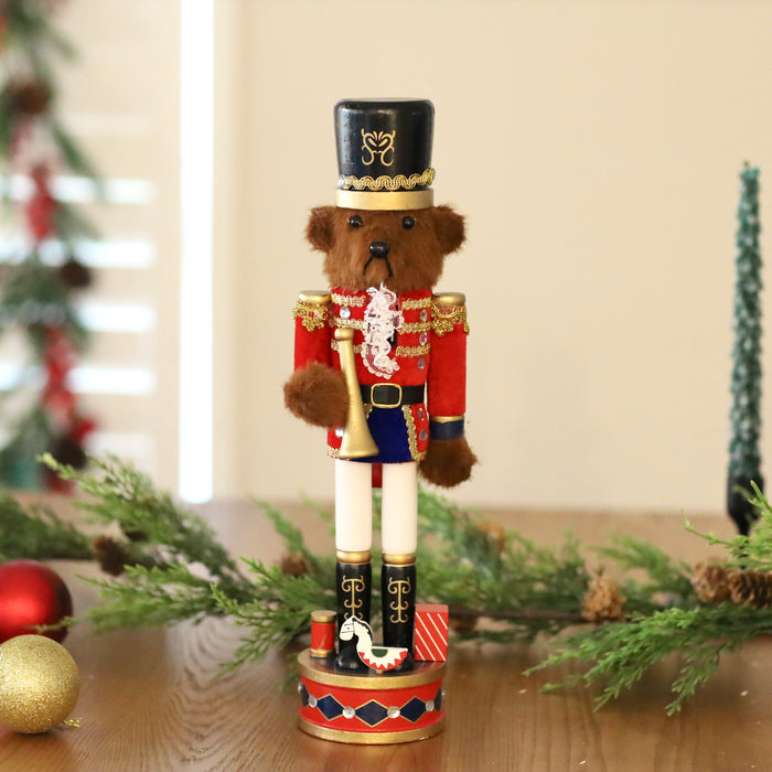 Wooden Teddy Nutcracker - with Trumpet 38cm