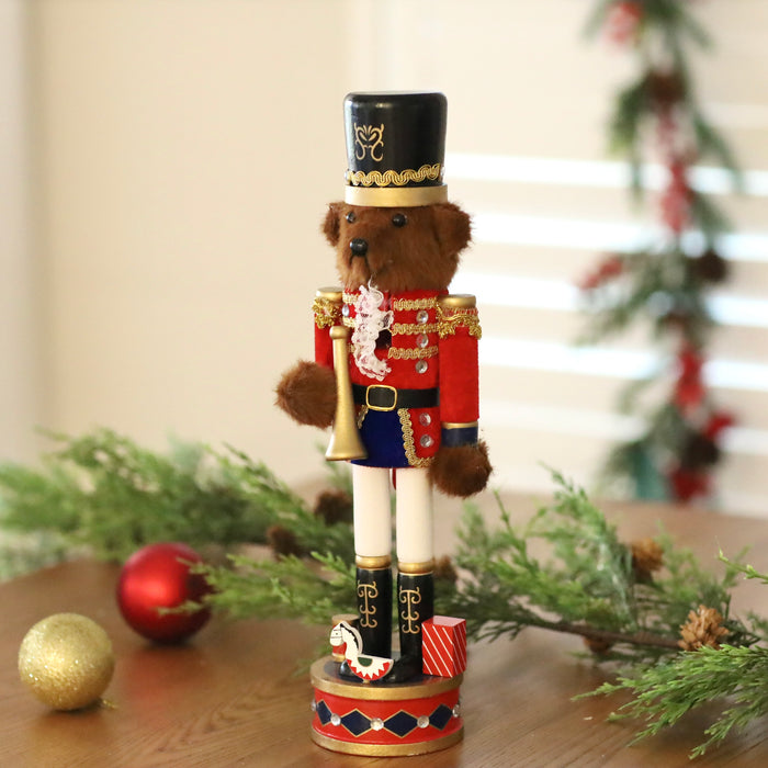 Wooden Teddy Nutcracker - with Trumpet 38cm