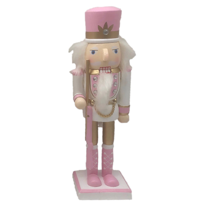 Wooden Nutcracker with Gun - Pink Uniform 38cm