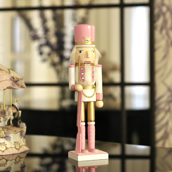 Wooden Nutcracker with Gun - Pink Uniform 38cm