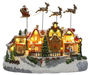 Animated Christmas village with Santa sleigh and reindeer – illuminated front view