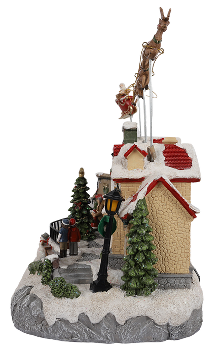 Animated Christmas village with Santa sleigh and reindeer – right side