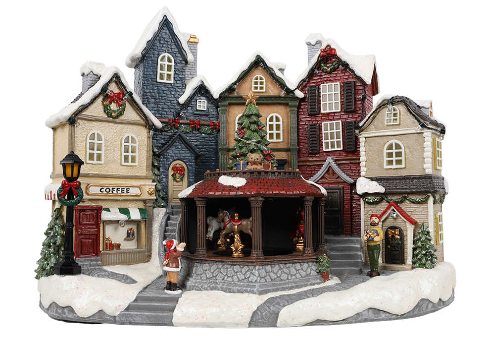 Animated Christmas village carousel – front view