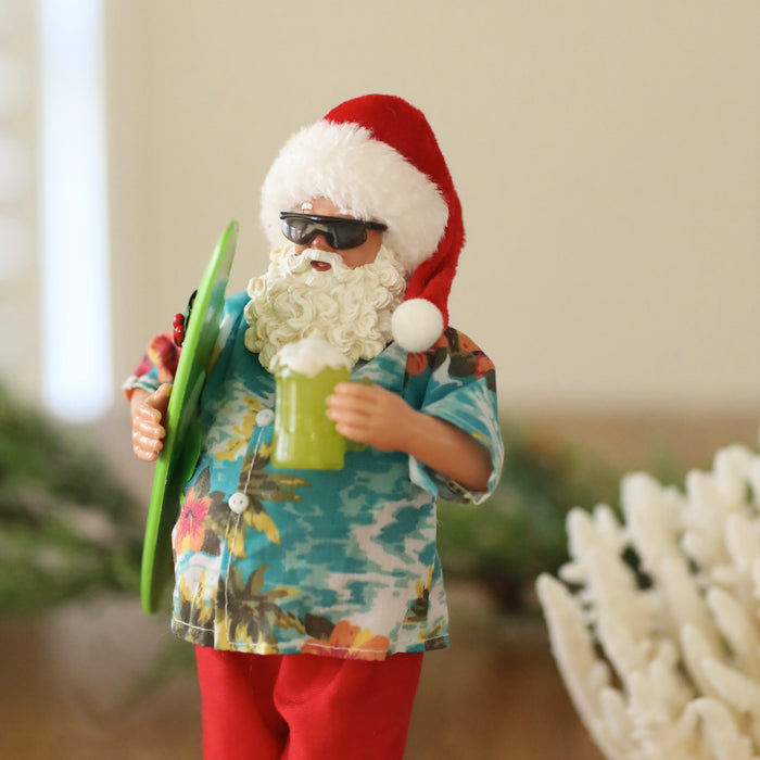 11" Santa with Surfing Board and Beer