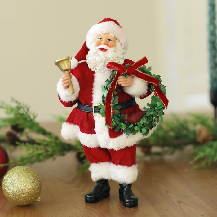 11" Santa with Bell and Wreath