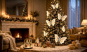 46cm fluttering butterfly lights on a decorated Christmas tree – lifestyle view