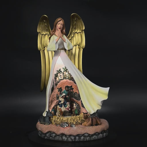 Animated angel with nativity scene in motion