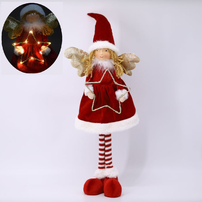 Christmas Light Up Angel with Red Dress