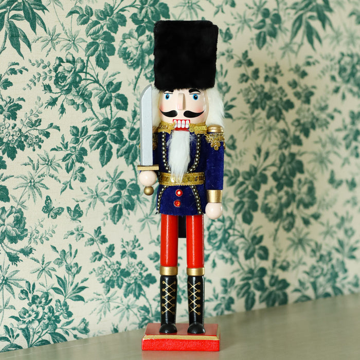 Christmas Wooden Nutcracker Velvet Uniform with Sword 38cm