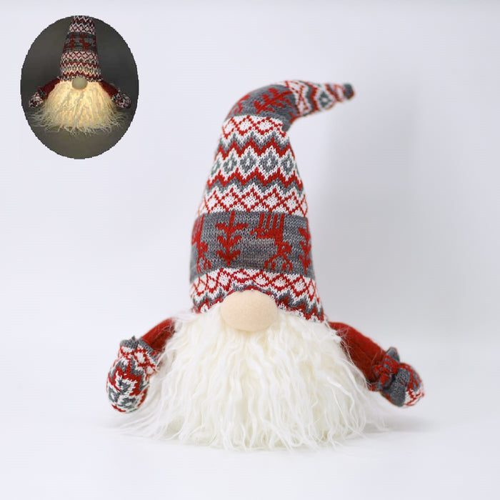 Christmas Light up Gnome with Grey Hat