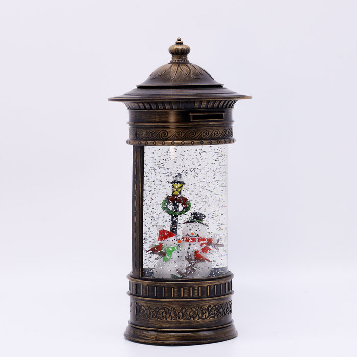 Snowing Post Box Christmas Lantern - Snowmen