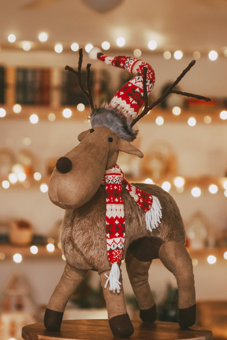 Standing Christmas Moose with Scarf