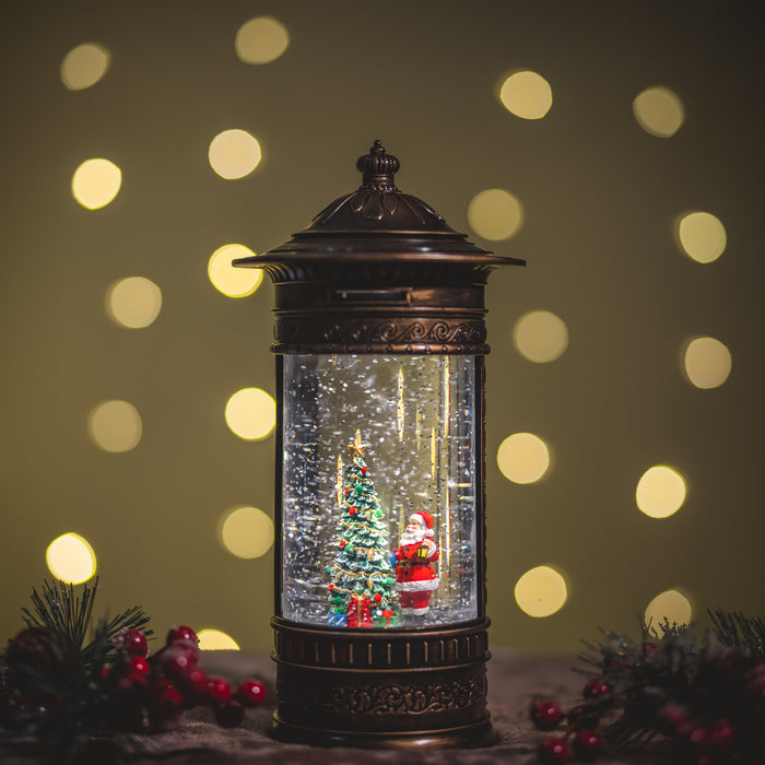 Snowing Post Box Christmas Lantern - Santa