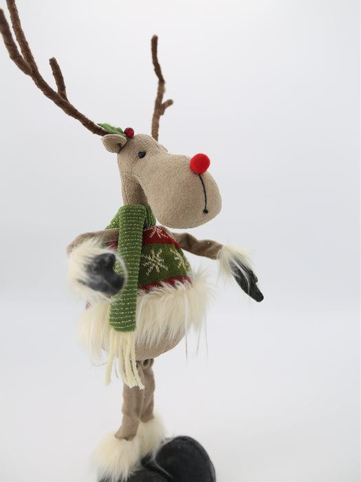 Plush Christmas Reindeer - Green Scarf