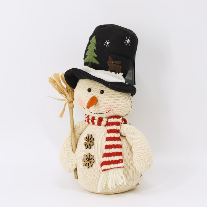 Christmas Snowman with Scarf - Black Hat