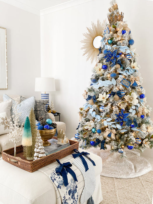 Christmas Baubles Decoration Set Blue & White (32pc)