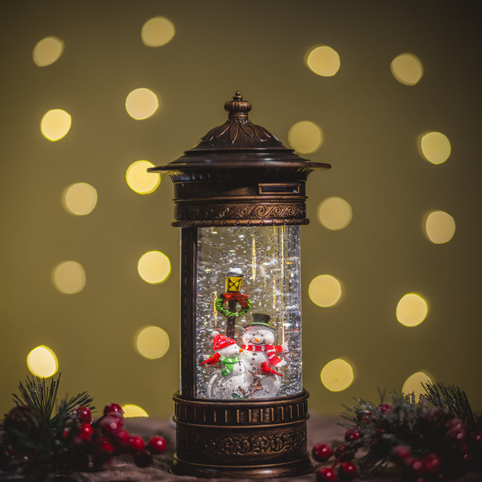 Snowing Post Box Christmas Lantern - Snowmen