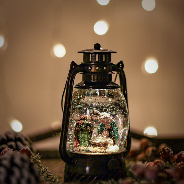 Snowing Christmas Oil Lantern -  Nativity