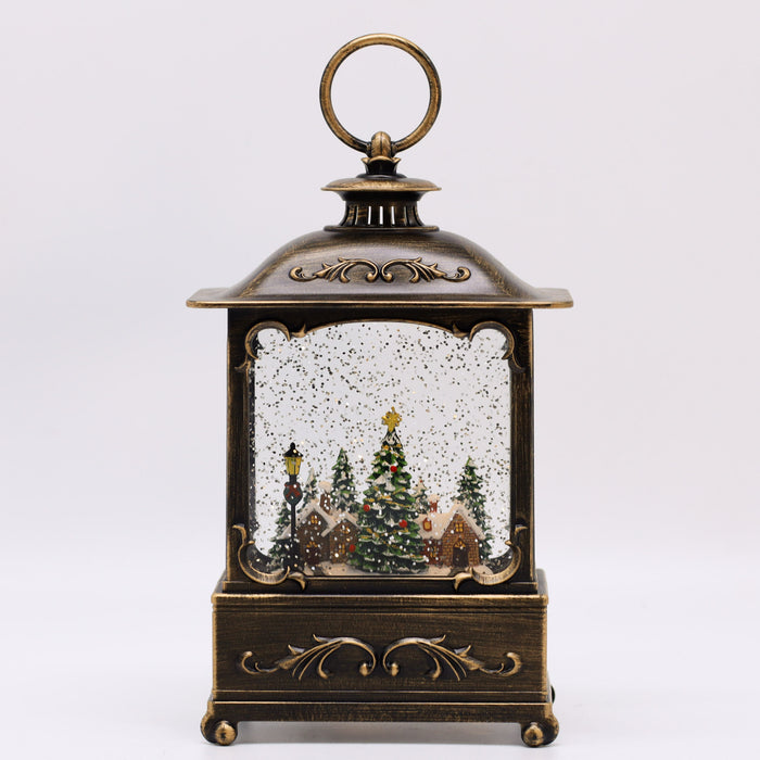 Christmas Snowing French Lantern Small - Xmas Town