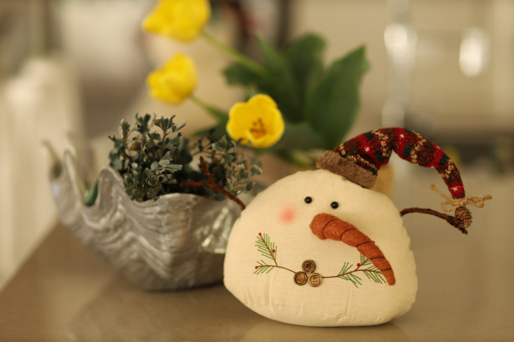 Christmas Linen Snowman Family - Small Red