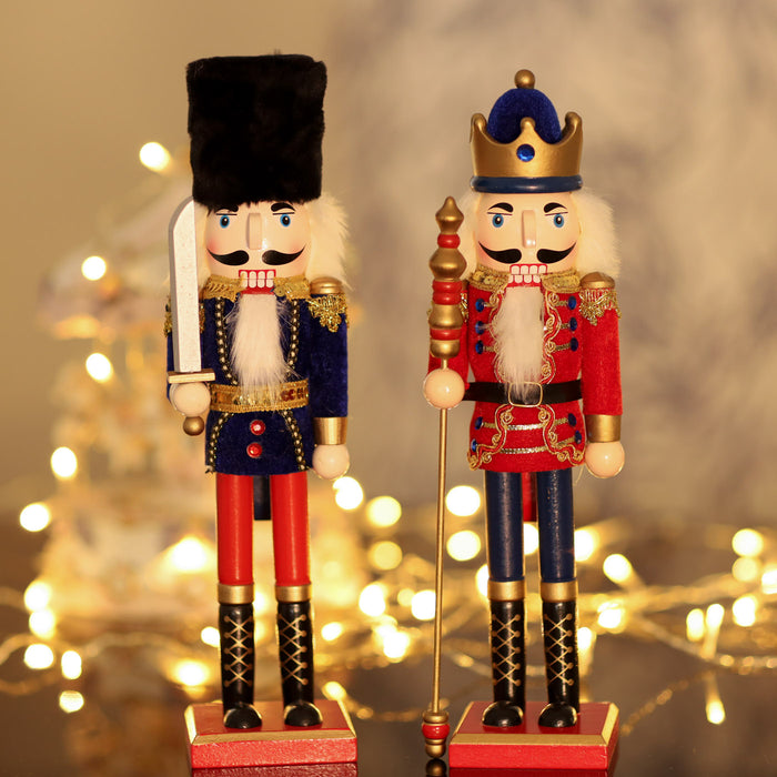 Christmas Wooden Nutcracker Velvet Uniform with Sword 38cm