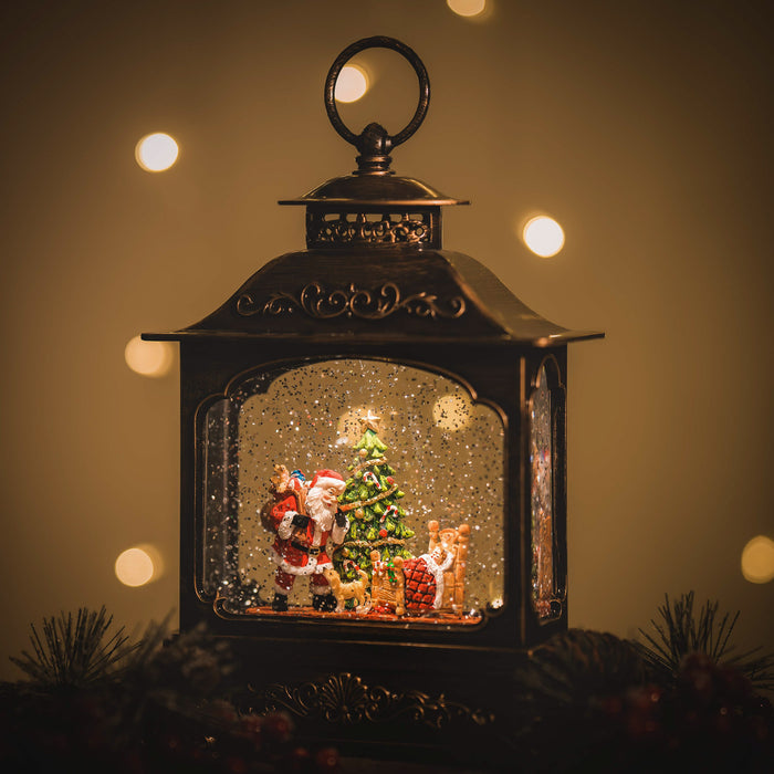 Xmas & Co. Christmas Snowing French Lantern - Santa