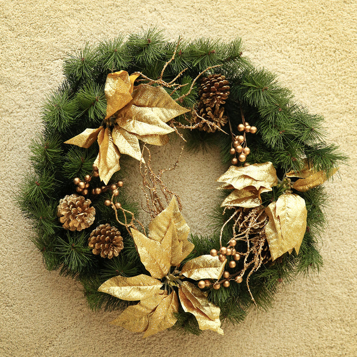 45cm Golden Decorated Wreath