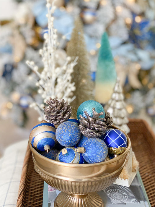 Christmas Baubles Decoration Set Blue & White (32pc)