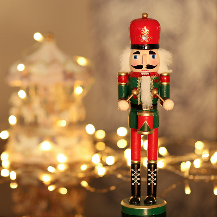 Christmas Wooden Nutcracker Red Uniform with Drum 38cm