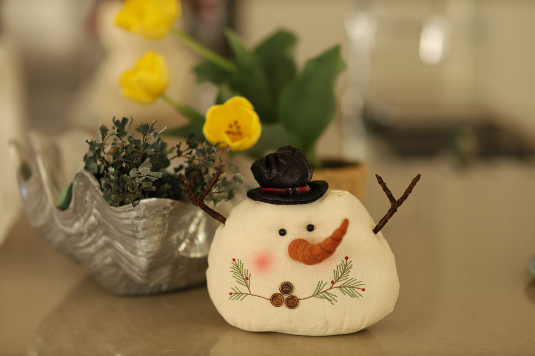 Christmas Linen Snowman Family - Small Black