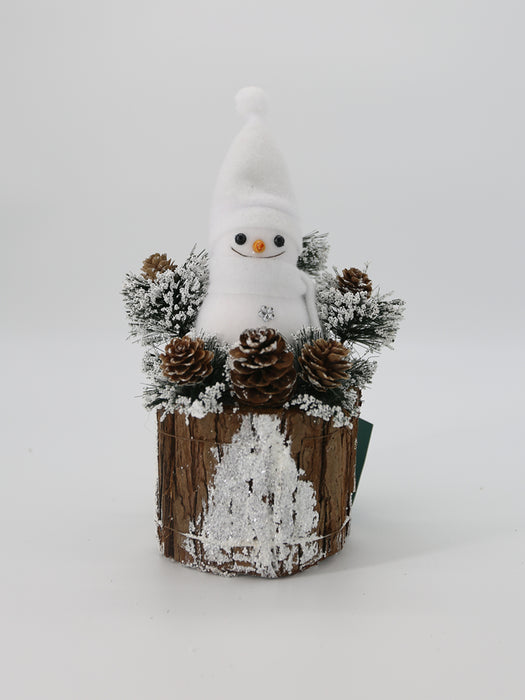 Snowman on Wood Pile Small