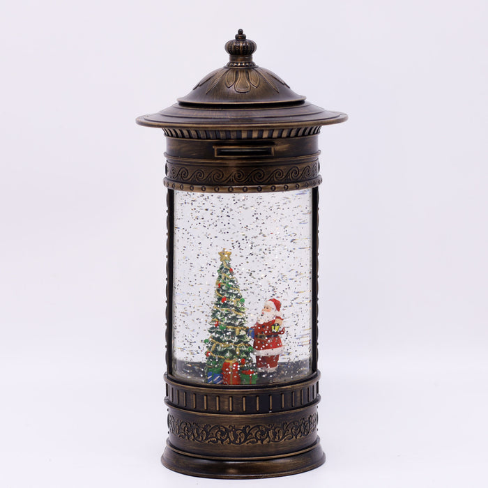 Snowing Post Box Christmas Lantern - Santa