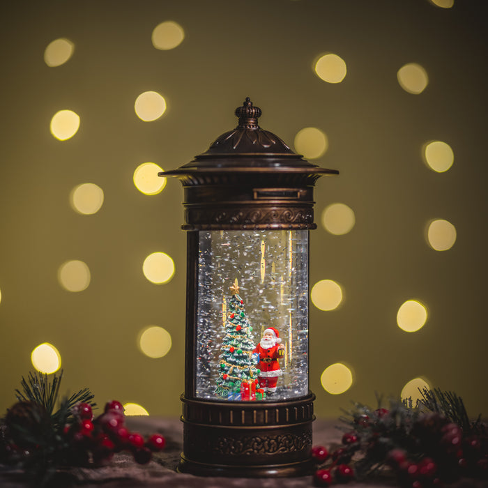 Snowing Post Box Christmas Lantern - Santa