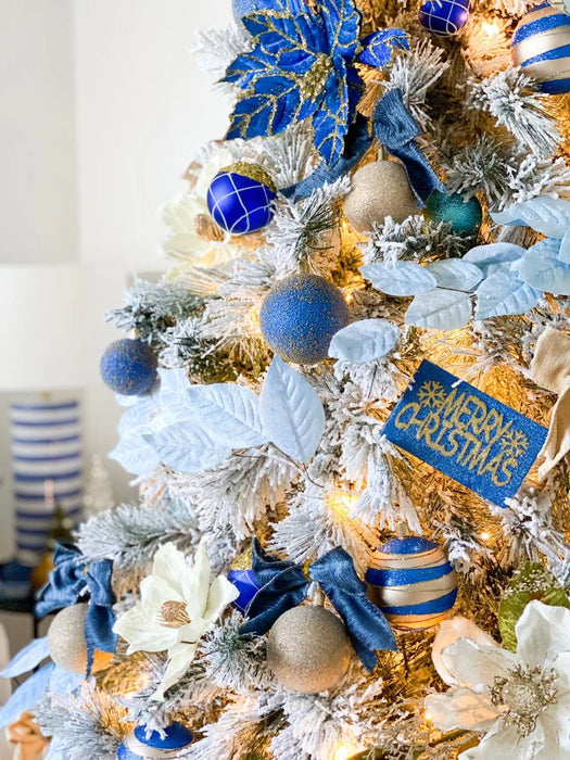 Christmas Baubles Decoration Set Blue & White (32pc)