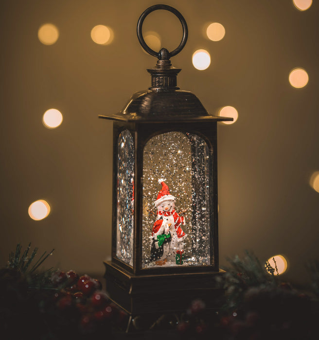 Christmas Snowing Malta Lantern Small - Snowman