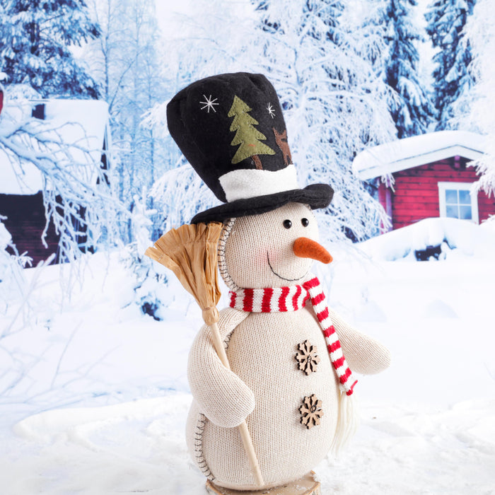 Christmas Snowman with Scarf - Black Hat